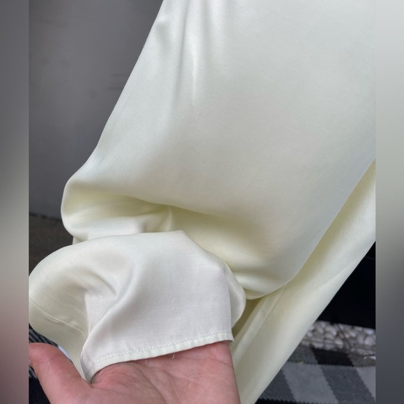 Zara Flared Silky Pants in Ivory/ Off- white/ Cream Color, M - Picture 7 of 12